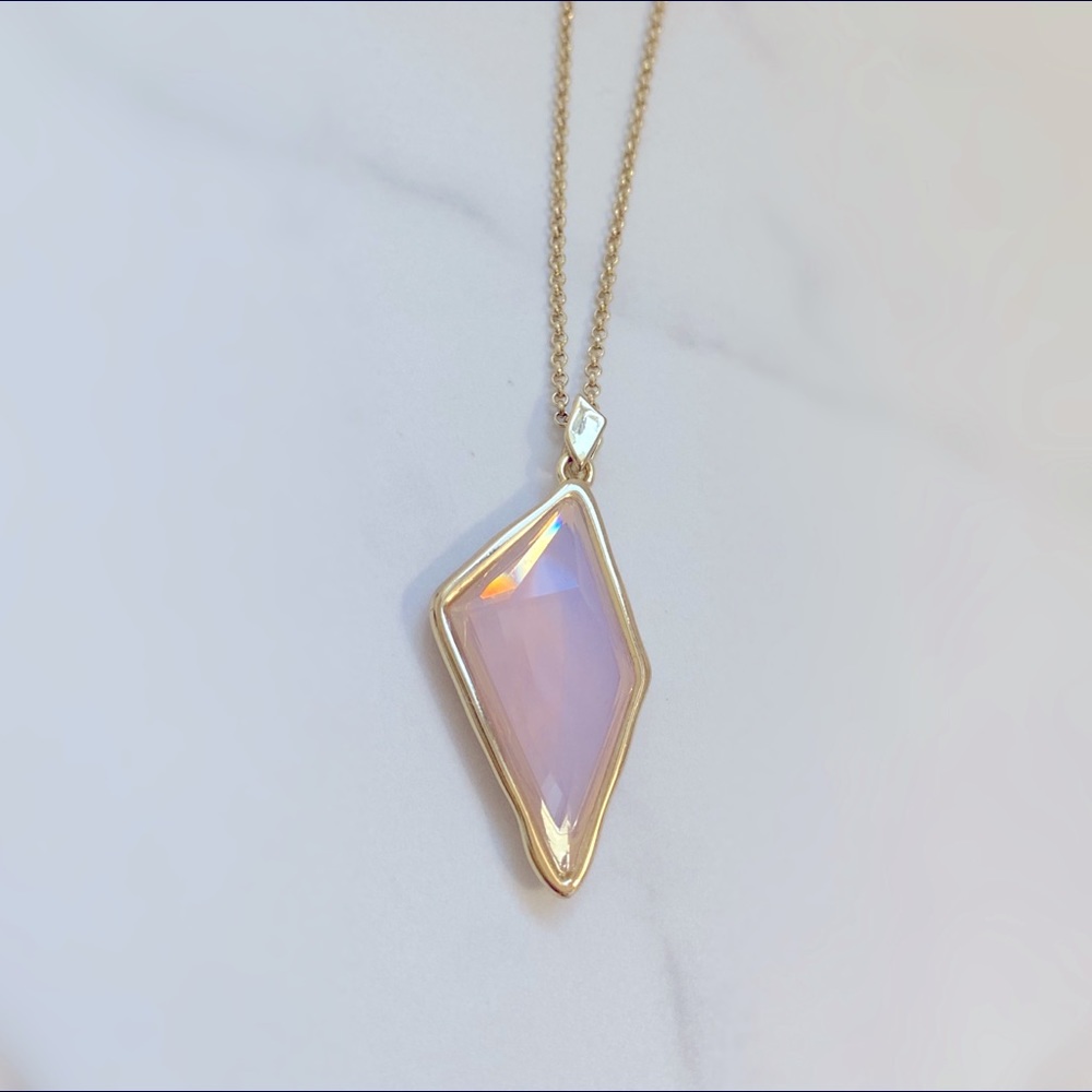 Gold Necklace with a Rose Pink Stone